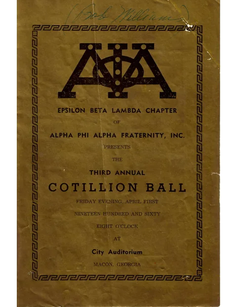 The cover of the chapter's 1960 Cotillion Ball programme.