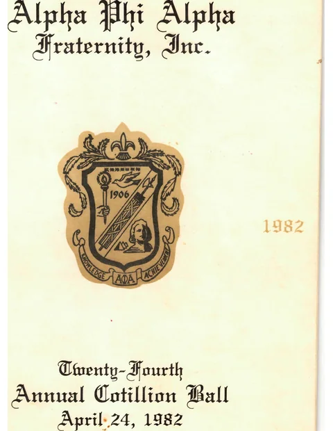 The cover of the chapter's 1982 Cotillion Ball programme.