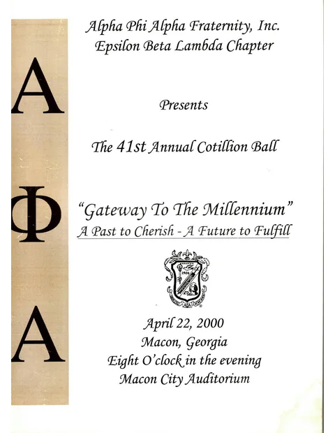The cover of the chapter's 2000 Cotillion Ball programme.